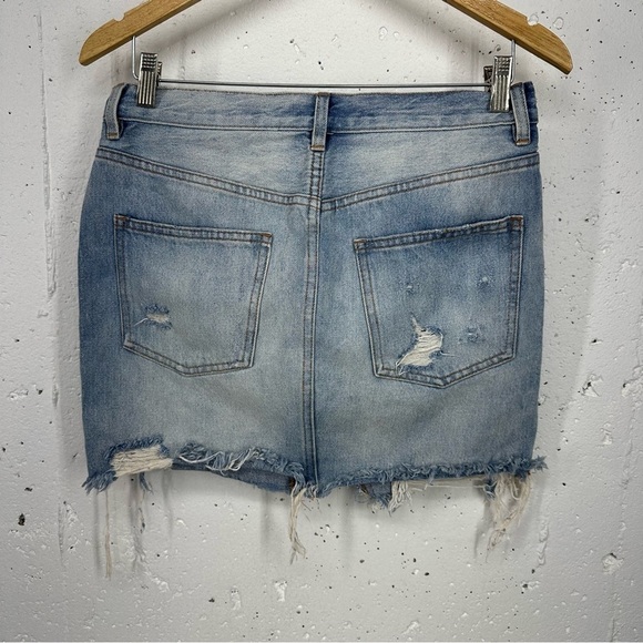 We The Free size 27 Distressed Raw Hem Denim Jean Skirt - Picture 6 of 9